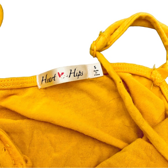 Heart & Hips ruched stretchy bodycon dark banana yellow midi summer spring dress - Picture 4 of 6